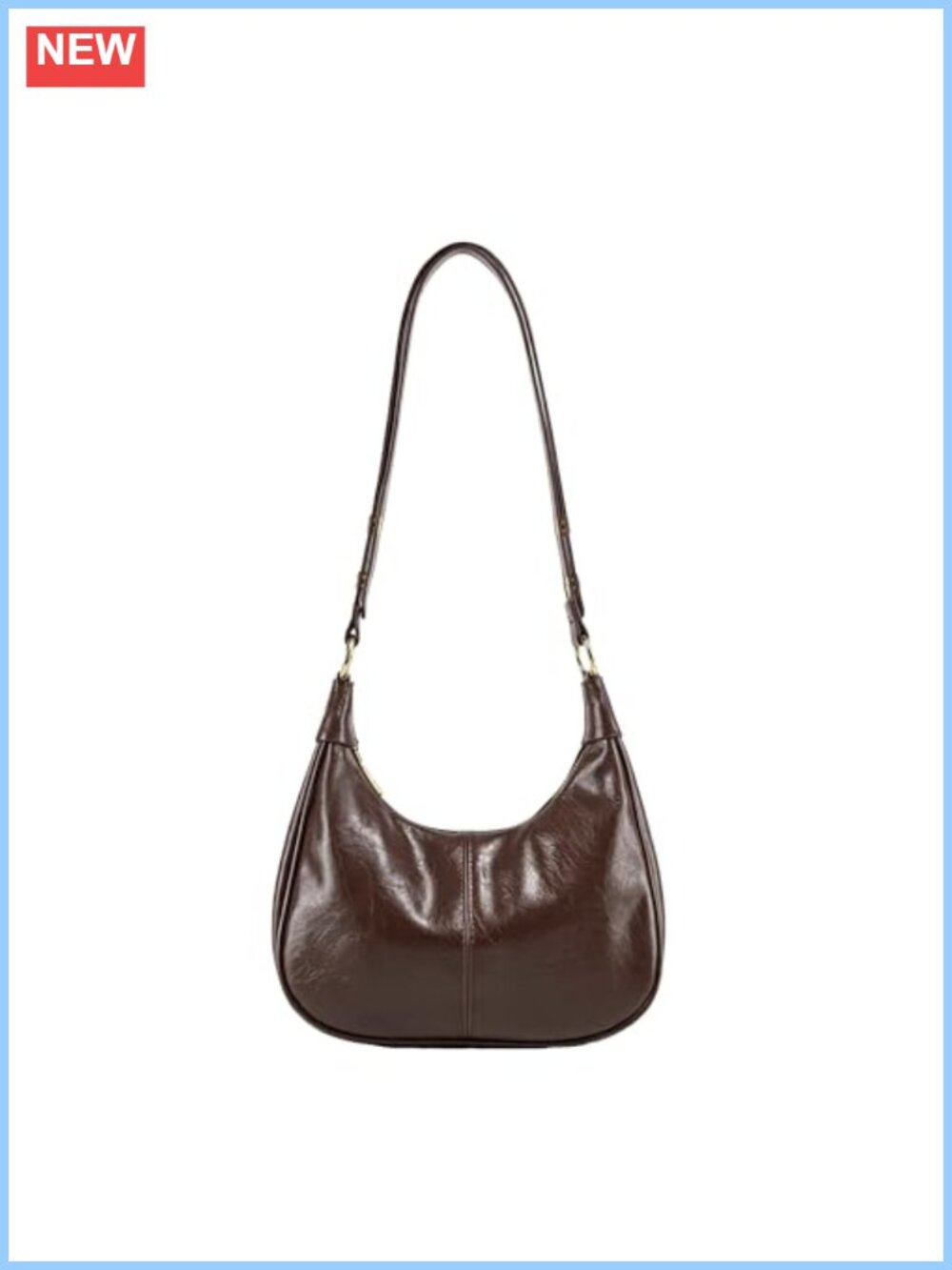 Small Crescent Hobo Bag Faux Leather Adjustable Crossbody Shoulder Purse